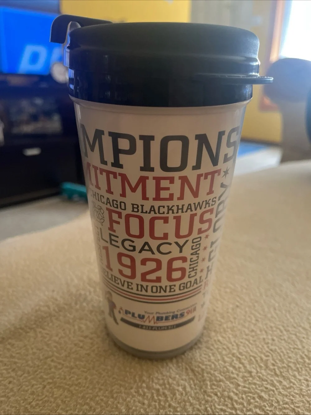 Chicago Blackhawks Red & White Travel Tumbler with Lid
